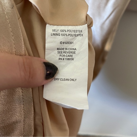 Birdy Grey Dress Size Medium Gold Satin Spaghetti Strap Cowl Neck Ruched Formal - Picture 7 of 12